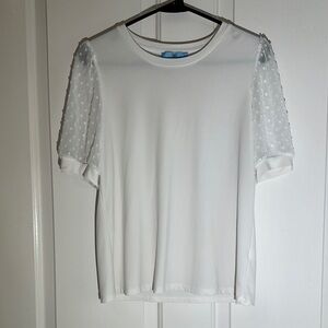 White Sheer Sleeve Women's Top